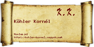 Köhler Kornél névjegykártya