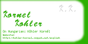 kornel kohler business card