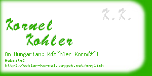 kornel kohler business card
